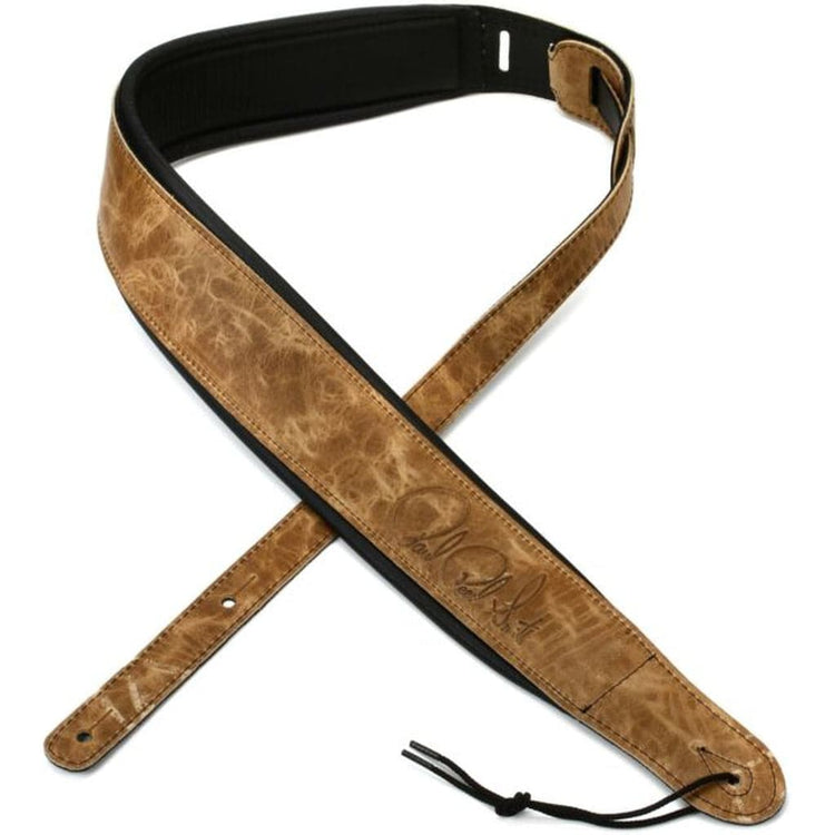 PRS Padded Leather Signature Guitar Strap - Sandstorm/Black