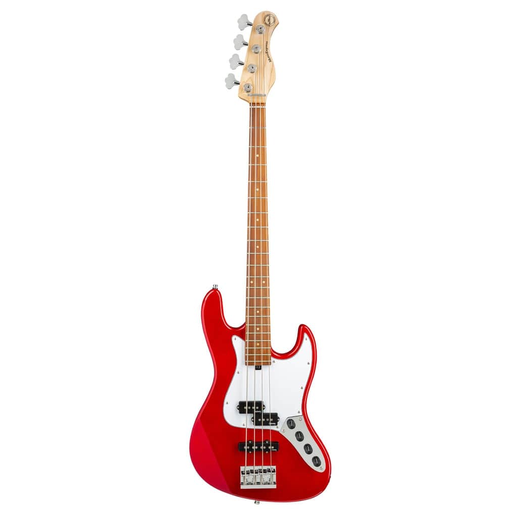 Sadowsky MetroExpress 21 Fret Hybrid P/J Morado Fingerboard 4 String Bass Guitar - Solid Candy Apple Red Metallic High Polish - Irvine Art And Music