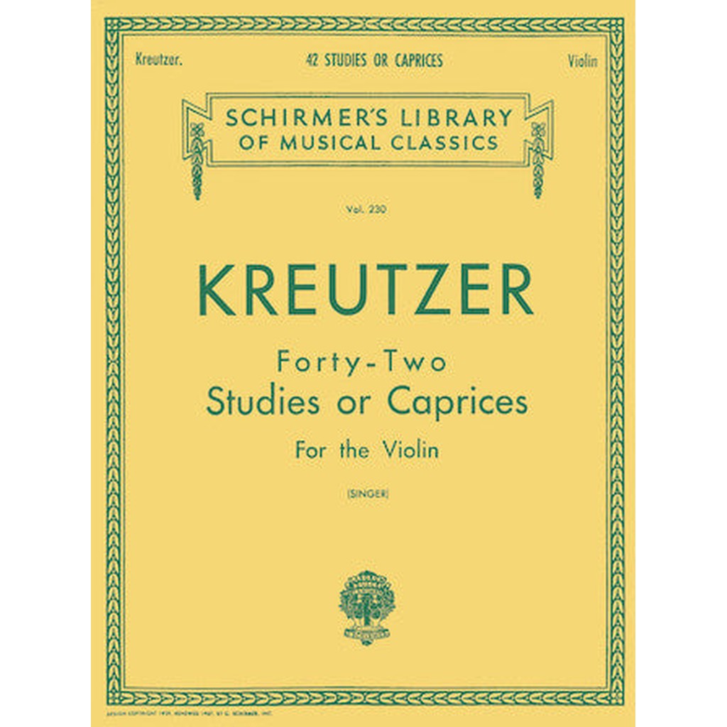 Kreutzer – 42 Studies or Caprices Schirmer Library of Musical Classics Vol. 230 For the Violin(SINGER)
