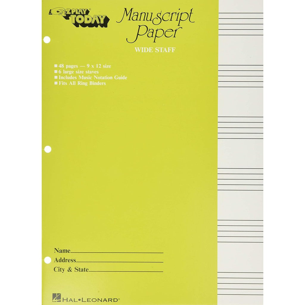 Hal Leonard Manuscript Paper (Wide Staff) - “E-Z Play Today”