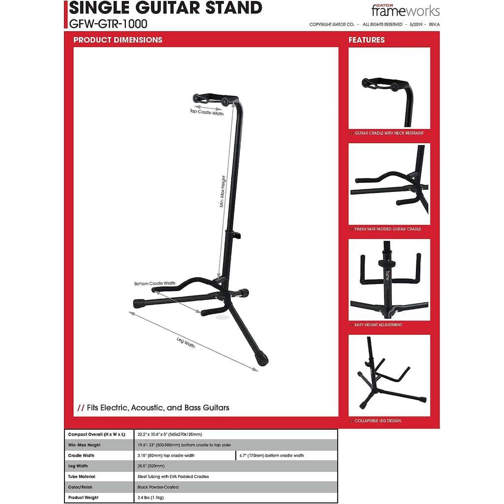 Gator Frameworks GFW-GTR-1000 Single Guitar Stand - Irvine Art And Music