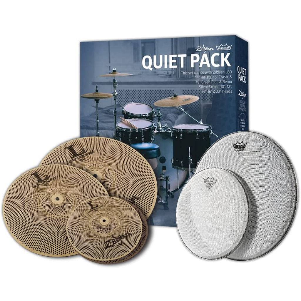 Zildjian L80 Low Volume Quiet Cymbal Pack - with Remo Silentstroke Drum Heads
