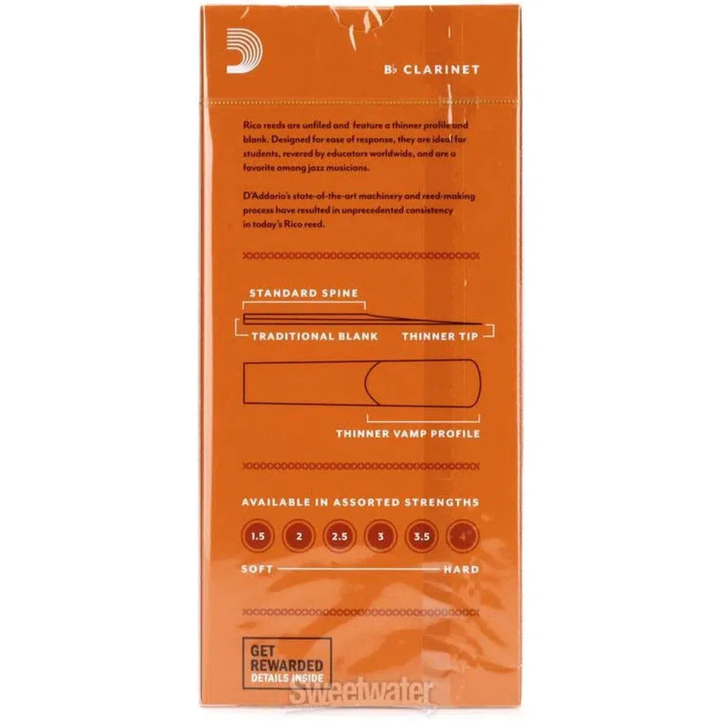 D'Addario RCA2520 Rico Bb Clarinet Reed - 2.0 (25-pack)