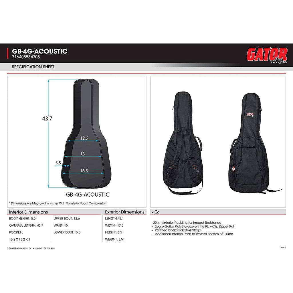 Gator 4G Series Acoustic Guitar Gig Bag - Irvine Art And Music