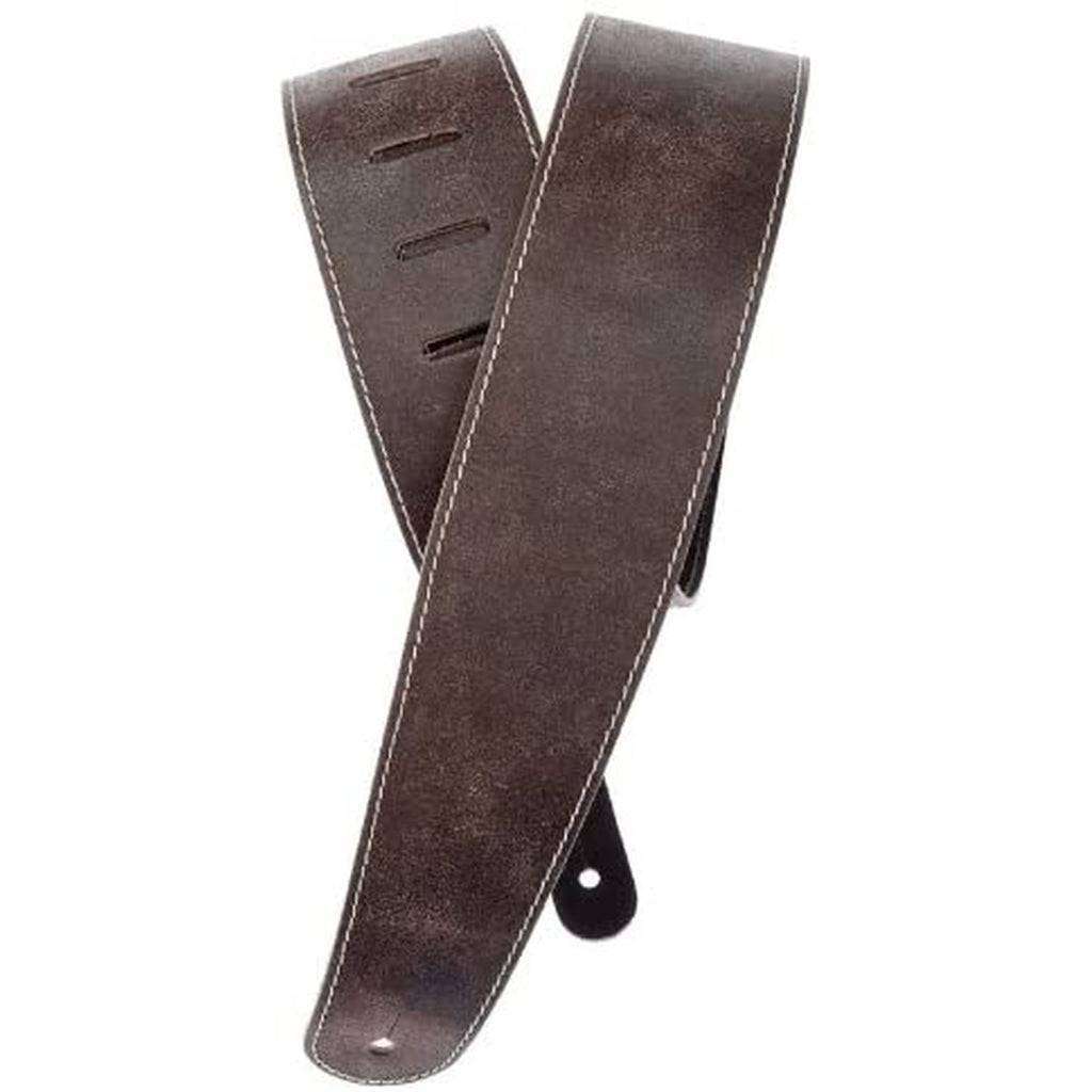 Planet Waves Planet Waves D'Addario 2.5" Stonewashed Leather Guitar Strap w/Stitch Brown - Irvine Art And Music