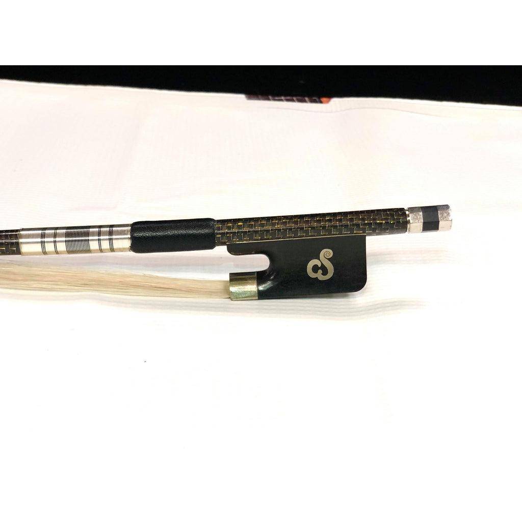 Classical Strings Gold Woven Three Star Deluxe Carbon Fiber Cello Bow 4/4 Round - Irvine Art And Music