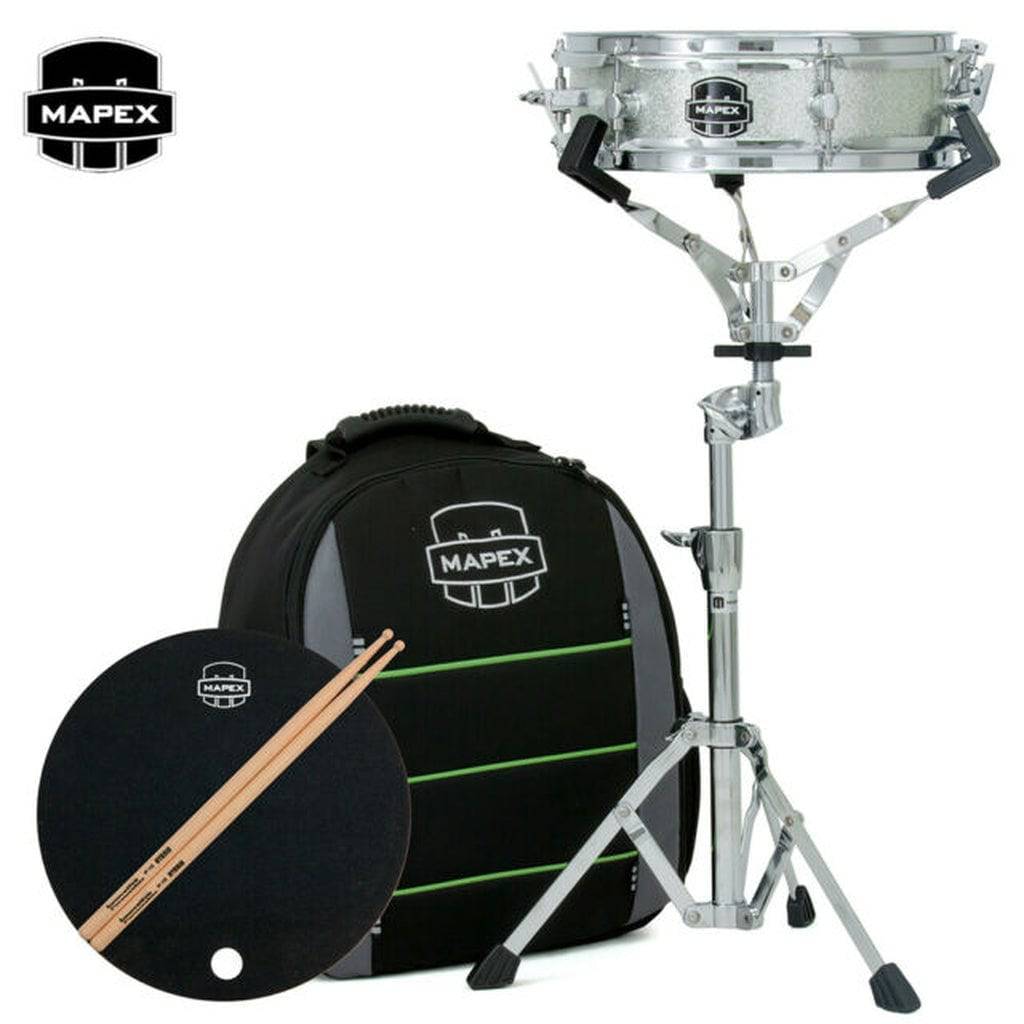 Mapex MSK12DL 12" Wood Shell Lite Backpack Snare Drum Kit - Metallic Silver - Irvine Art And Music