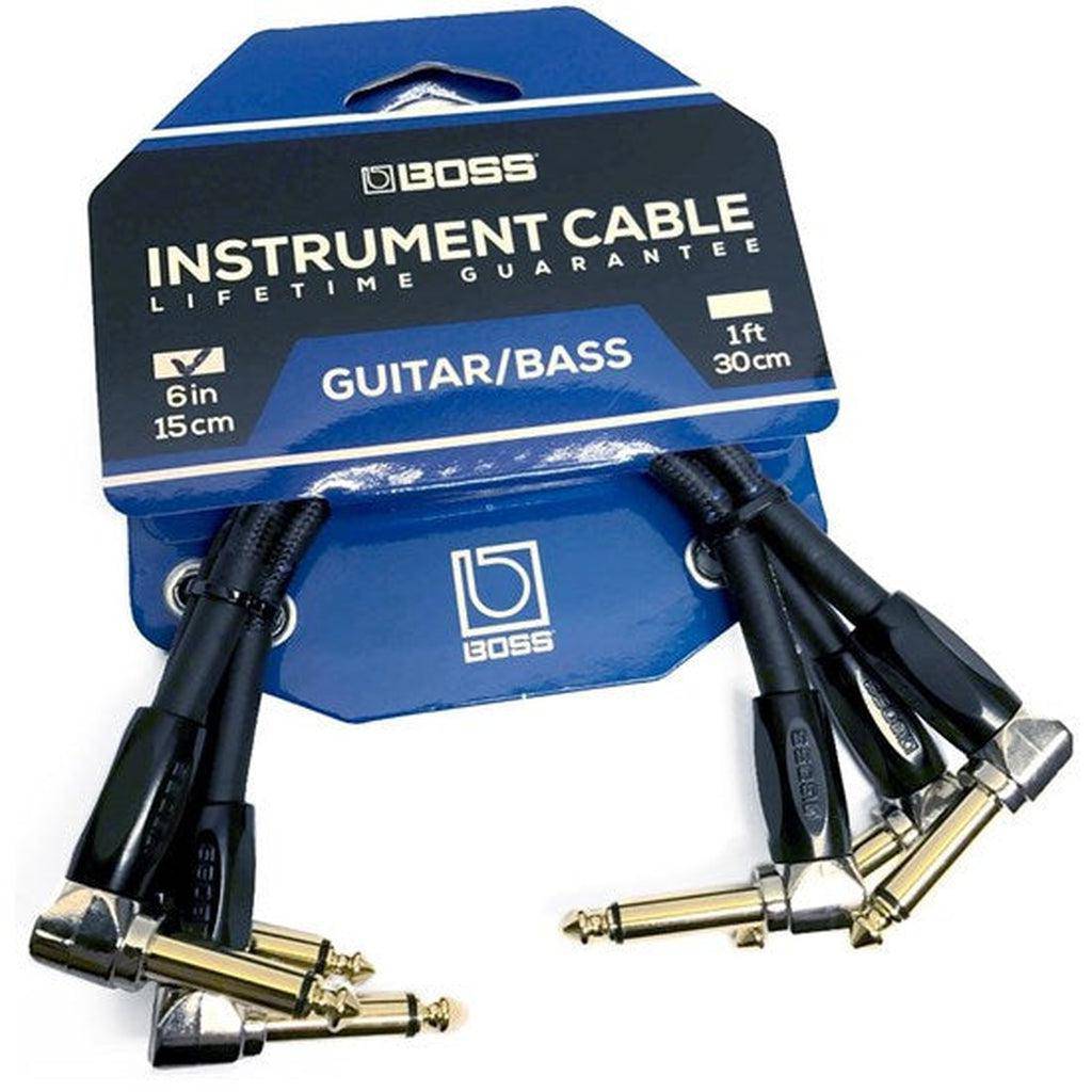 Boss Guitar/Bass Instrument Cable 6" 1/4in RT. Angle 1/4in RT.Angle 3 Pack BICPC3 - Irvine Art And Music